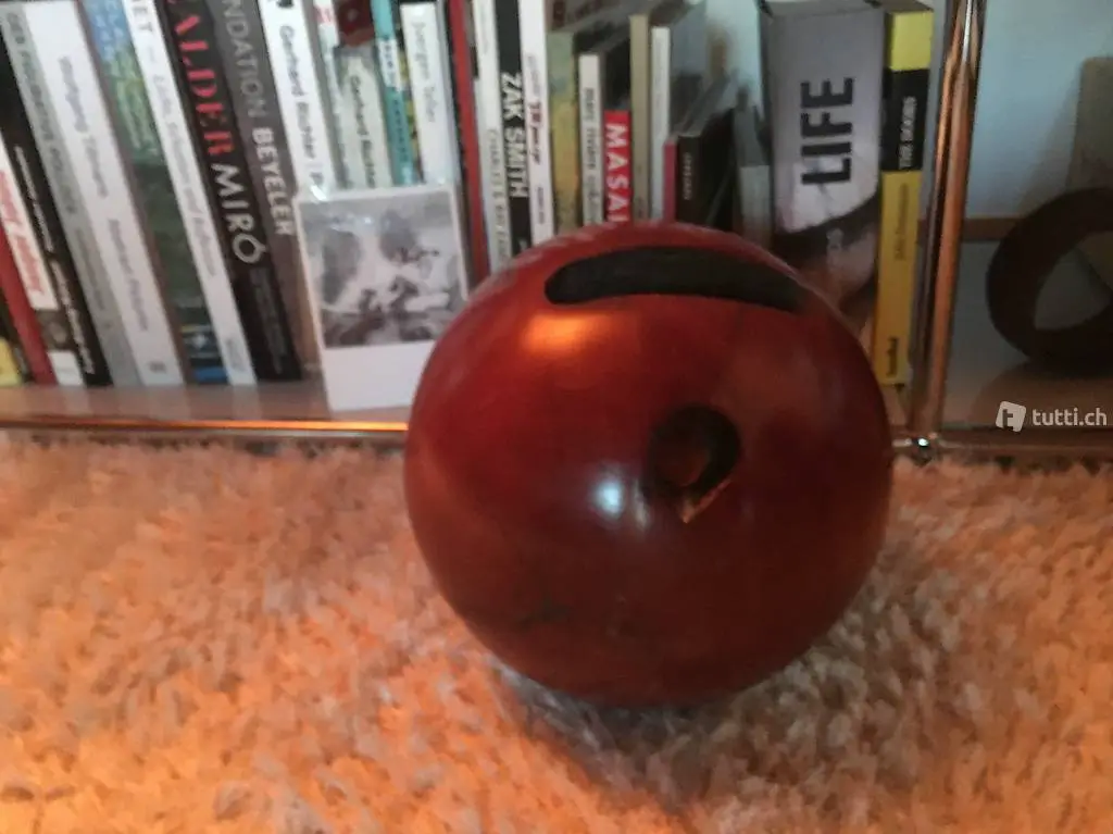 vintage Bowlingkugel aus Vollholz