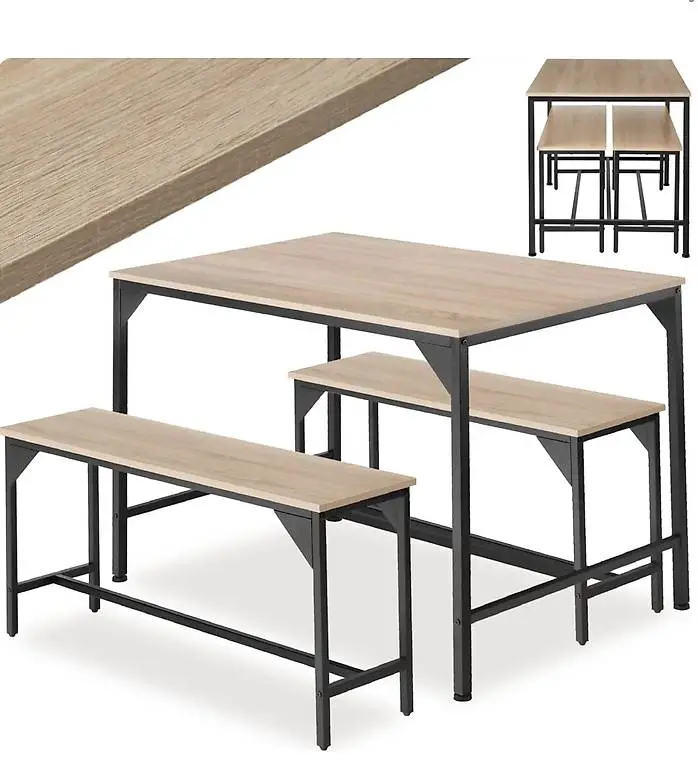 Sitzgruppe Bolton Industrial Holz hell, Eiche Sonoma