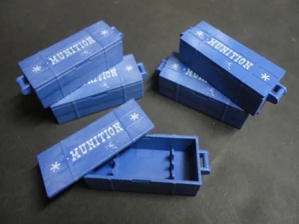 Playmobil 5 blaue Gewehrkisten mit Deckel