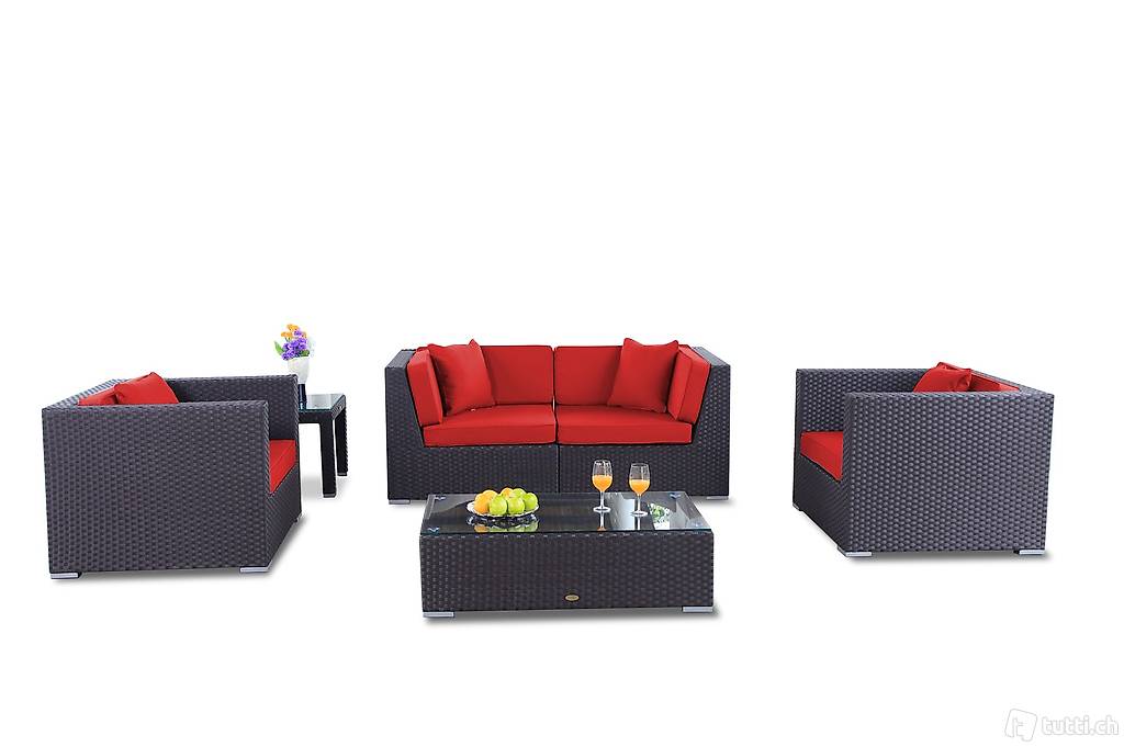  Outdoor Gartenlounge / Rattan Gartensofa mit Sessel