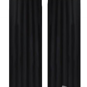  Vorhänge Gardienen aus Satin 2-teilig 140 x 225 cm Schwarz