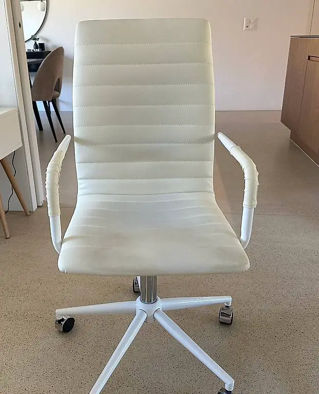 Bürostuhl Lederimitat Weiss - Office Chair White Leather