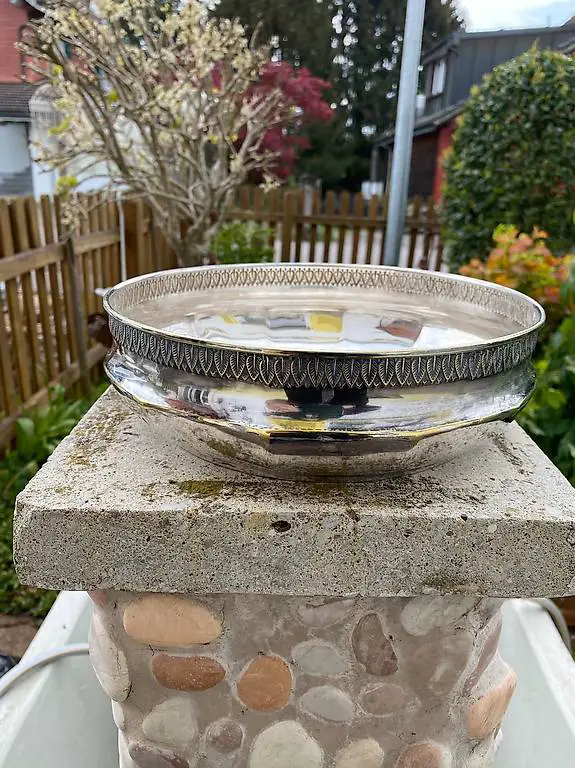 versilberte englische Schale Durchmesser 23 cm Vintage