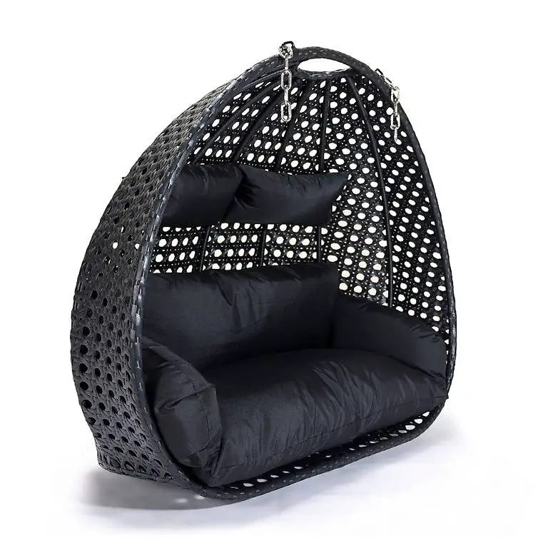Polyrattan Hängesessel TWIN schwarz - Nur Korb + Kissen