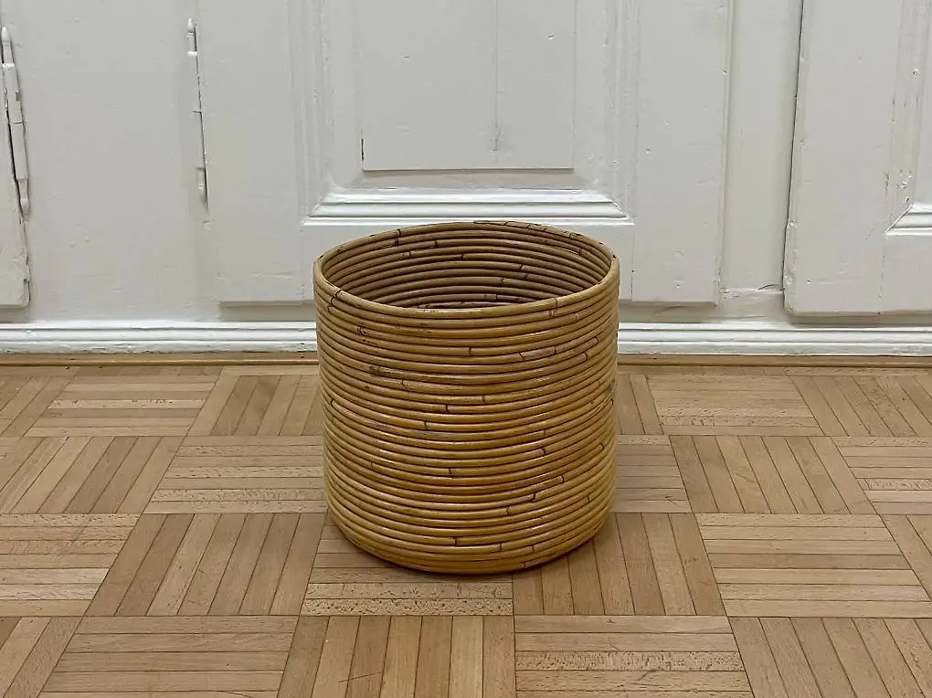 Bambus Papierkorb oder Übertopf vintage Bambuskorb