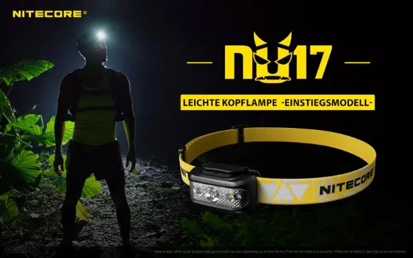 Stirnlampe, NiteCore NU17, Akku-USB, Gratisversand