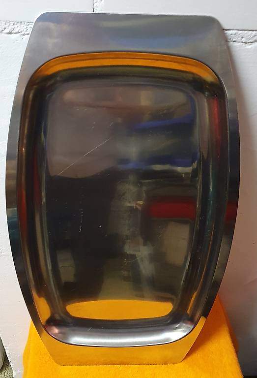 Servierplatte stahl / 38 x 23cm