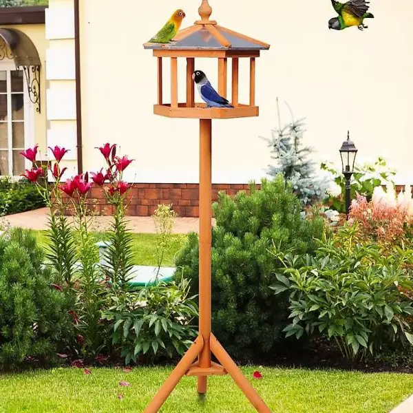  Vogelhaus | Mit Ständer und Zinkdach | Kiefernholz