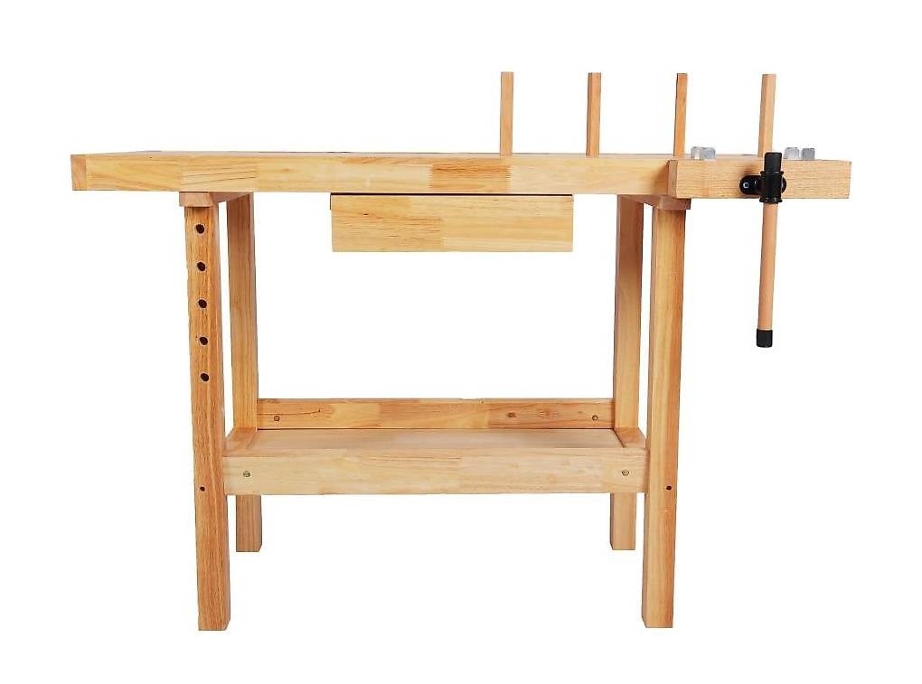 Werkbank mit Schraubstock Holz 126 x 50 cm