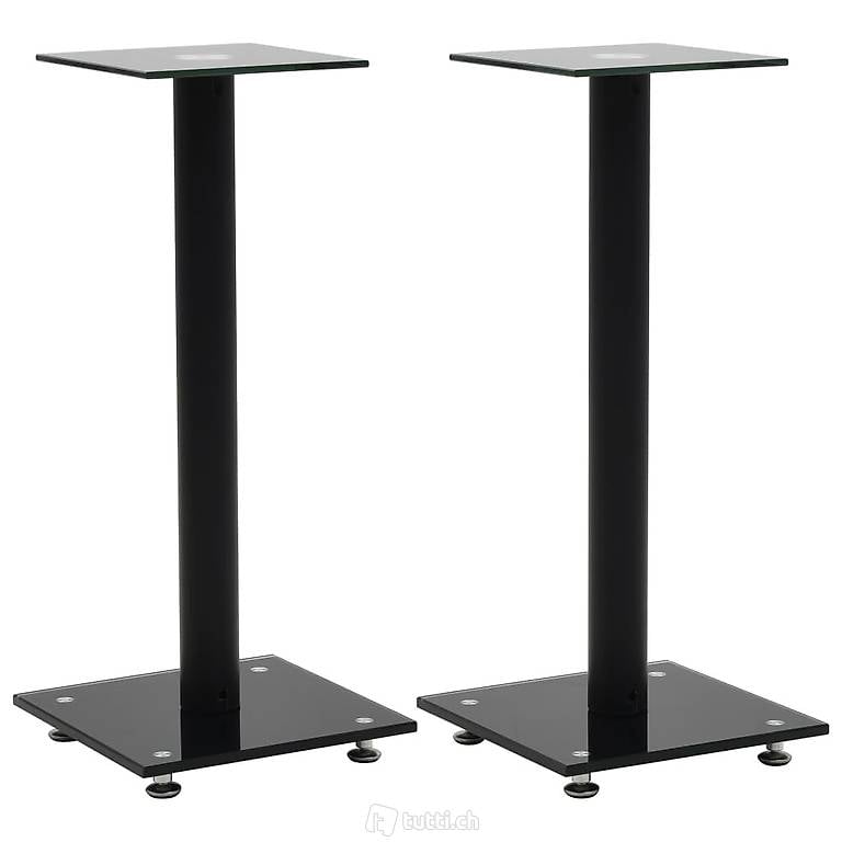  Lautsprecherständer Säulen-Design 2 Stk. Hartglas Schwarz