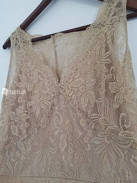 BCBG MaxAzria Lynette Spitzenkleid Metallicgold