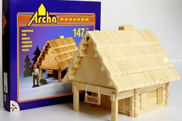  Holzbaukasten Archa Wirtshaus mit 147 Einzelteilen