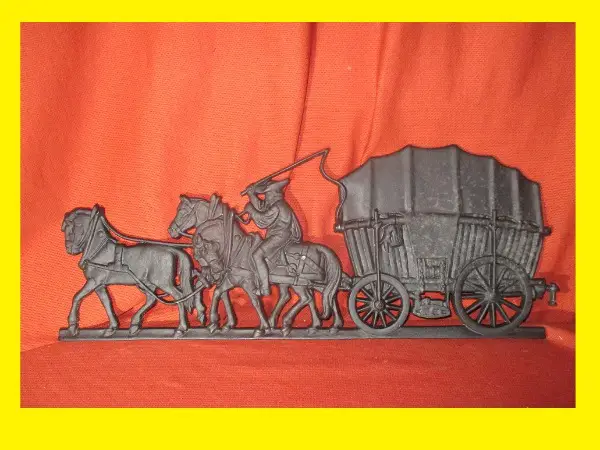 Kaminplatte Bäuerlicher Pferdewagen aus Gusseisen