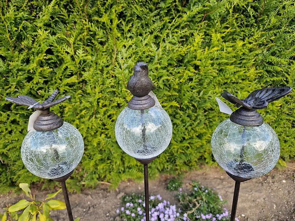 Glaskugelstab mit Gusseisenmotiv 117cm