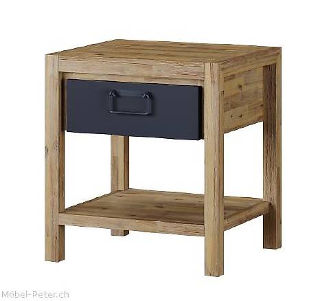 Nachttisch zu Bett Cali-F, Akazie massiv, Cognac gebürstet