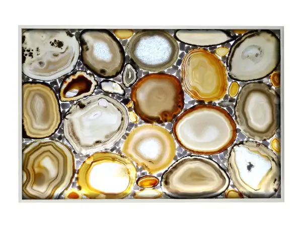 Steinbild mit echten Achatscheiben und LED Beleuchtung 60x40