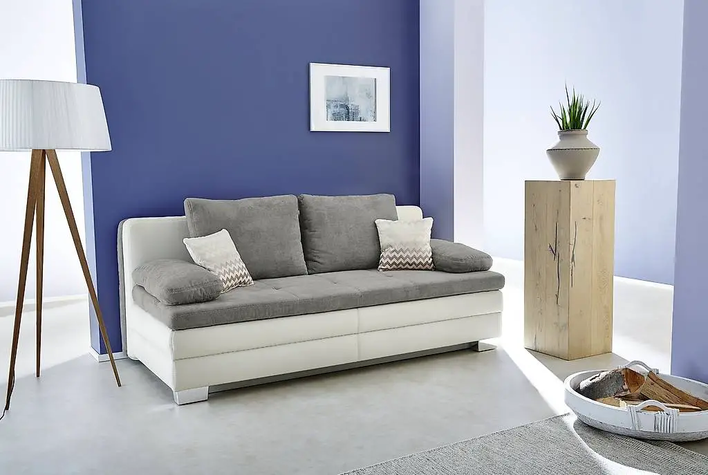 Schlafsofa LINCOLN weiss-grau (Neu)