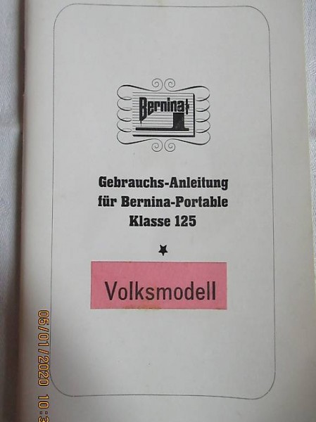  Gebrauchs-Anleitung für Bernina-Portable Klasse 125 Volksmod