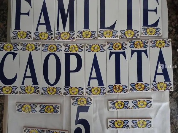  Keramikplatten mit Buchstaben + Muster