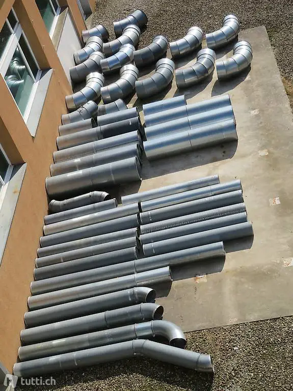 Viele Rohre Stahlblech z.B. für Lüftung Gebläse Absaugung