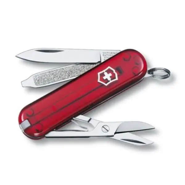 Victorinox Swiss Taschen Messer 7 Tools transp. rot mit Hülle