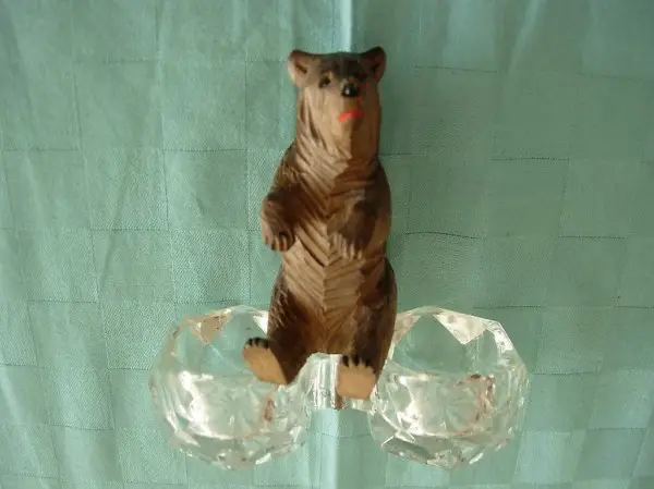  Brienzer Bärchen geschnitzt Salz/Pfeffer Geschirr