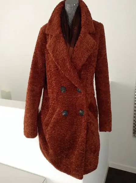 Kuschel Teddy Mantel, Herbst goldbraun Gr. S