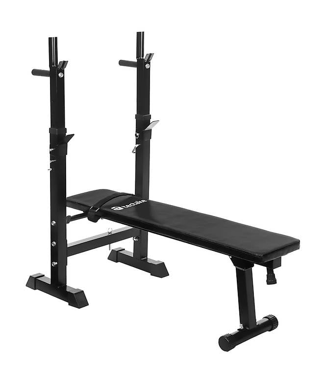 Hantelbank, mit 2 höhenverstellbaren Langhantelabnahmen