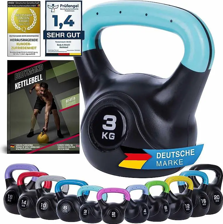 Body & Mind® Kettlebell Kugelhantel 2-20 kg - Workout Gewich
