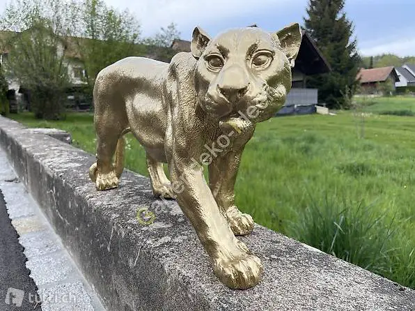  Pumafigur Dekofigur Gold Farbe