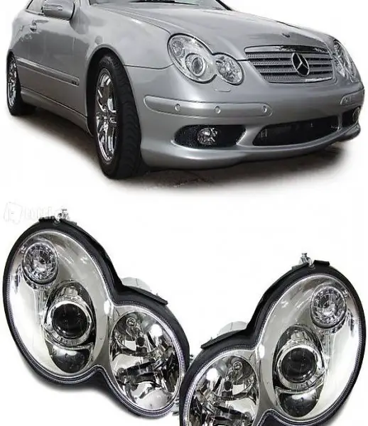  SCHEINWERFER CHROM FÜR Mercedes W203 CL203 Sportcoupe 04-07