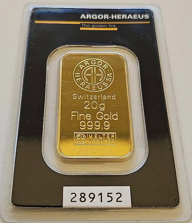 Goldbarren, Feingoldbarren, Reingoldbarren 20 g