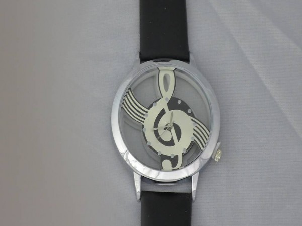 Armbanduhr für Musiker "Musiknote" (Neu / schwarz)
