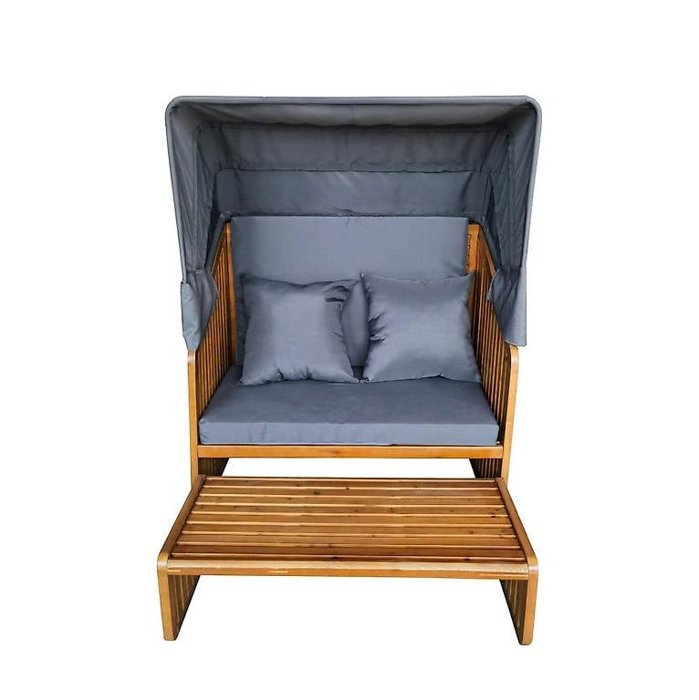 Strandkorb grau mit Fussbank