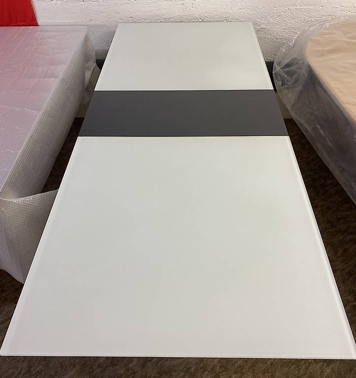 Glastisch mit Einlage Holz schwarz