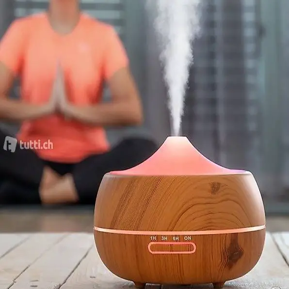  Humidificateur Diffuseur d"Arômes LED Wooden-Effect
