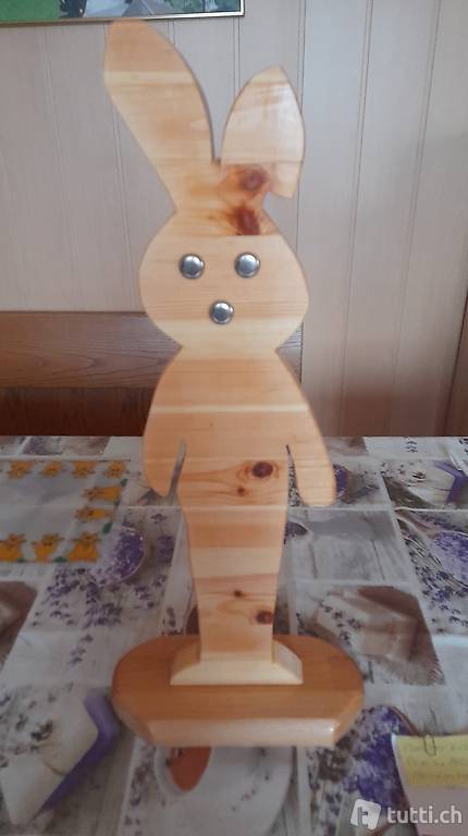 Osterhase Massivholz Handarbeit