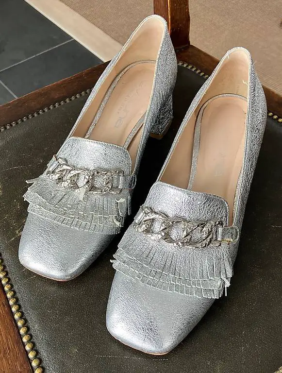 Schuhe - Damenschuhe - Leder - Silber Gr. 37.5