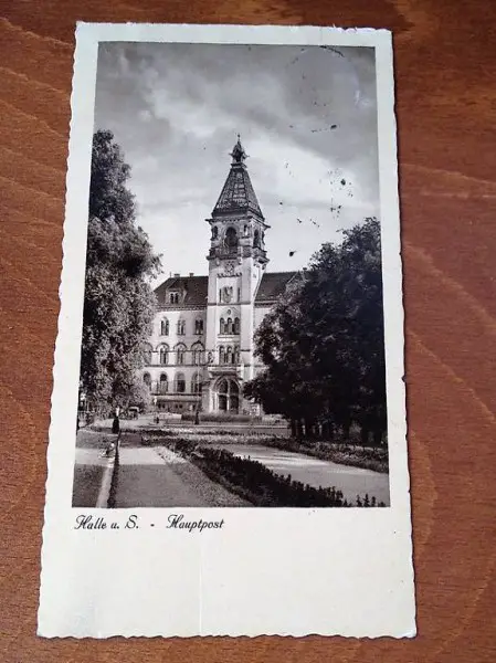 AK / Ansichtskarte Halle Saale Hauptpost 1937