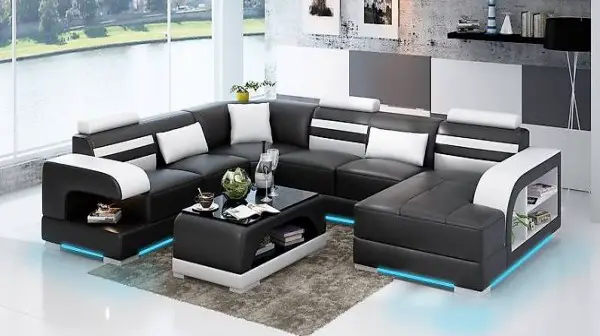  LEDERSOFA COUCH WOHNLANDSCHAFT MODERN SOFA U-FORM G8033