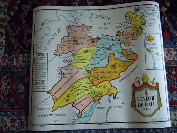 carte de l"Evéché de Bâle selon Amweg