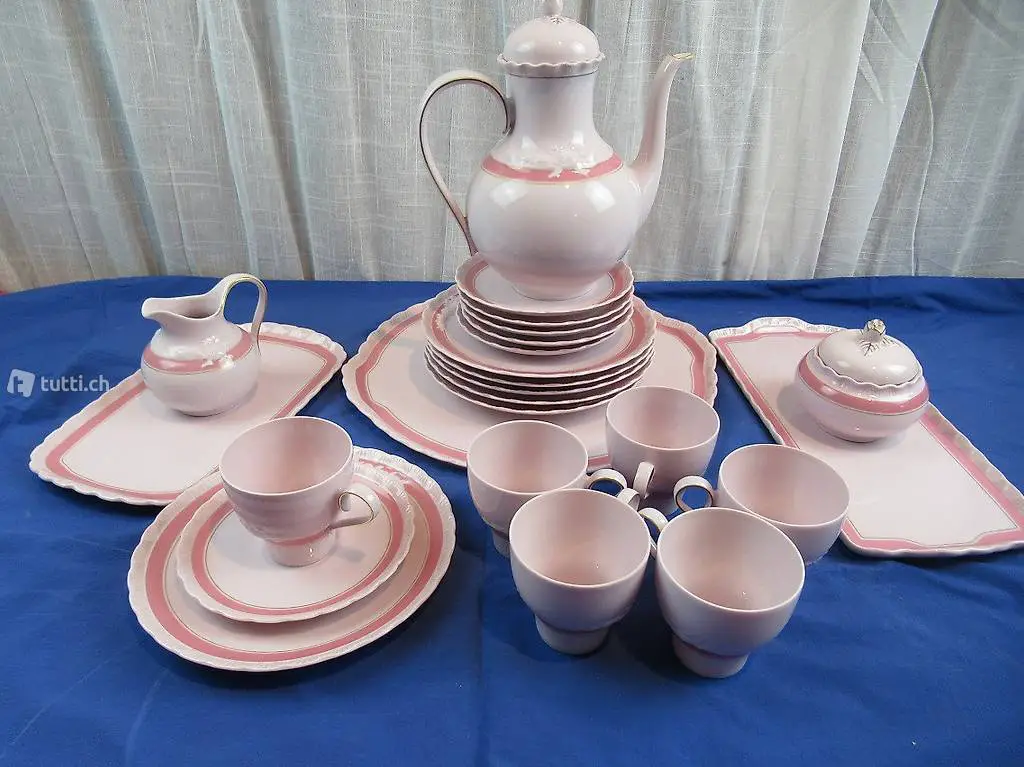  Hutschenreuther Kaffeeservice Rosé 6 P.