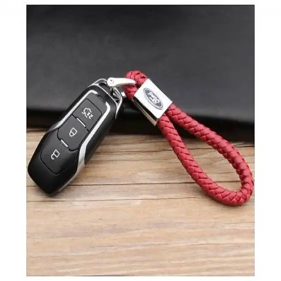  FORD SCHLÜSSELANHÄNGER LEDER ROT (AUF WUNSCH MIT GRAVUR)