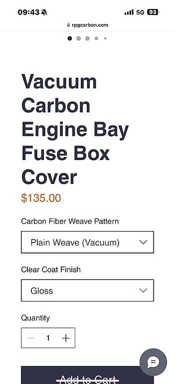Vacuum Carbon Engine Bay Fuse Box Cover