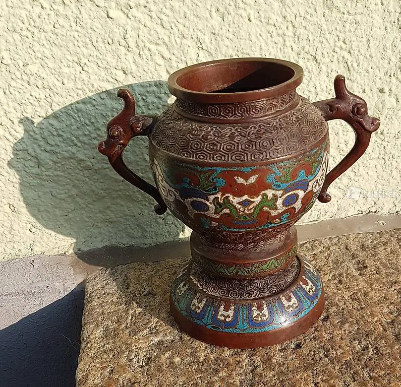 sehr alte Metall Amphore aus Japan H17cm