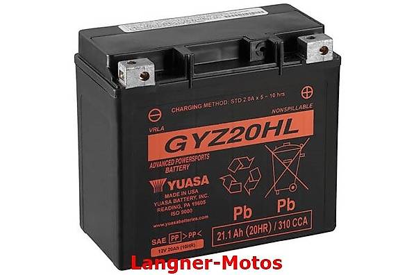 Motorrad Gelbatterie YUASA GYZ20HL 12V/20AH Harley Buell BRP