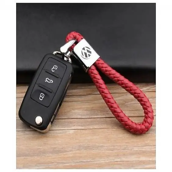  VW SCHLÜSSELANHÄNGER LEDER ROT (AUF WUNSCH MIT GRAVUR)