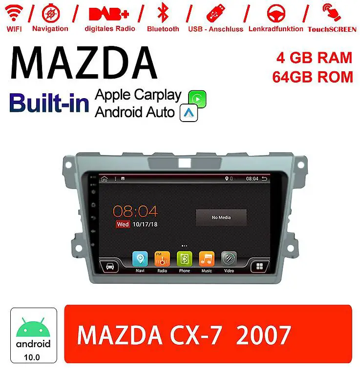 9 Zoll Android 10.0 Autoradio Für MAZDA CX-7 2007 Carplay
