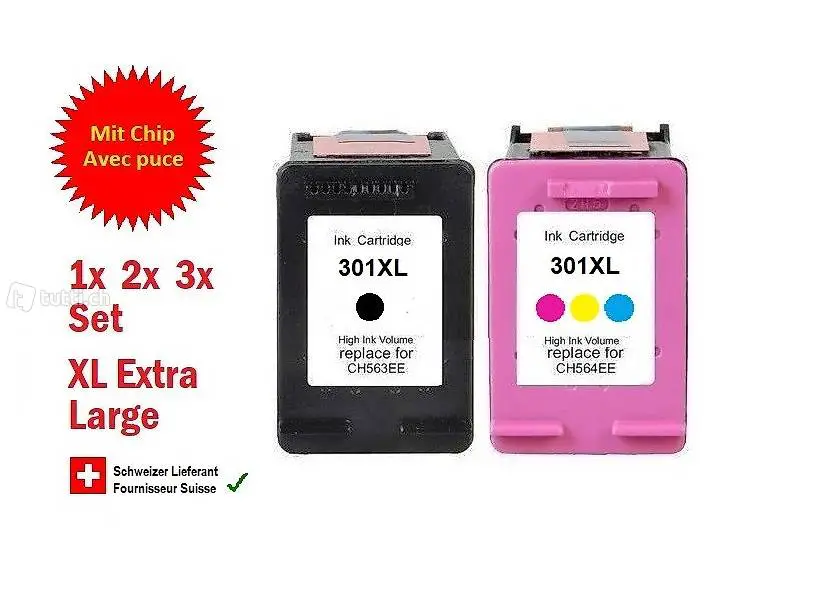  2x Druckerpatronen kompatibel HP-301 XL / HP301 XL
