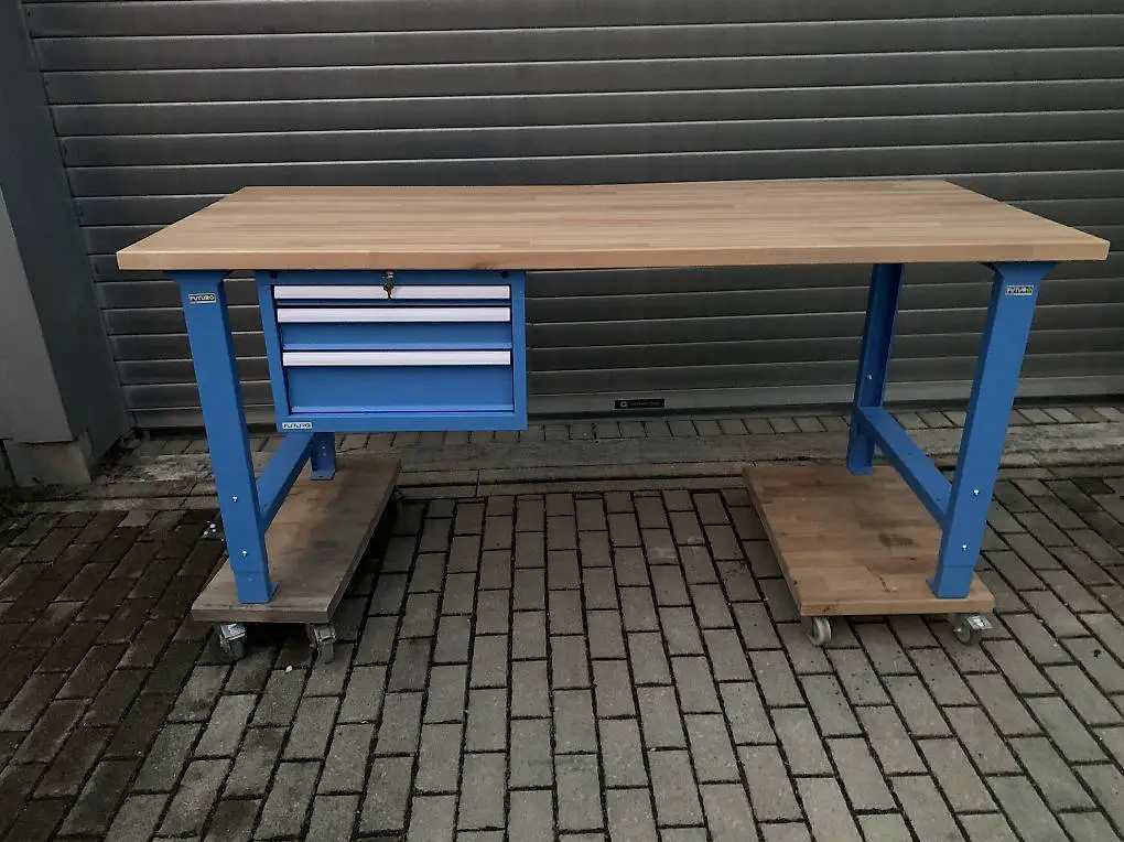 Werkbank FUTURO mit Buchenplatte 200 x80 x 4 cm